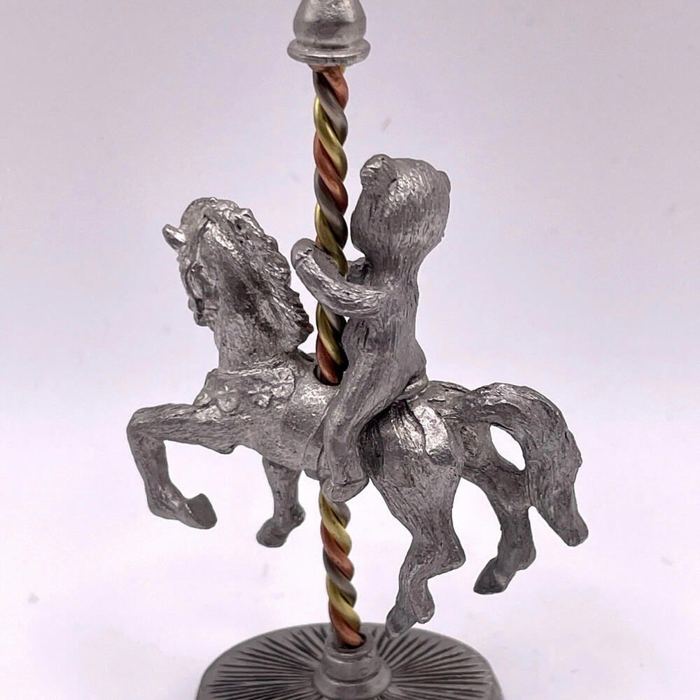 Spoontiques Teddy Bear On Carousel Horse Pewter Figurine PP690 Vintage‎ 1987 - Picture 4 of 7